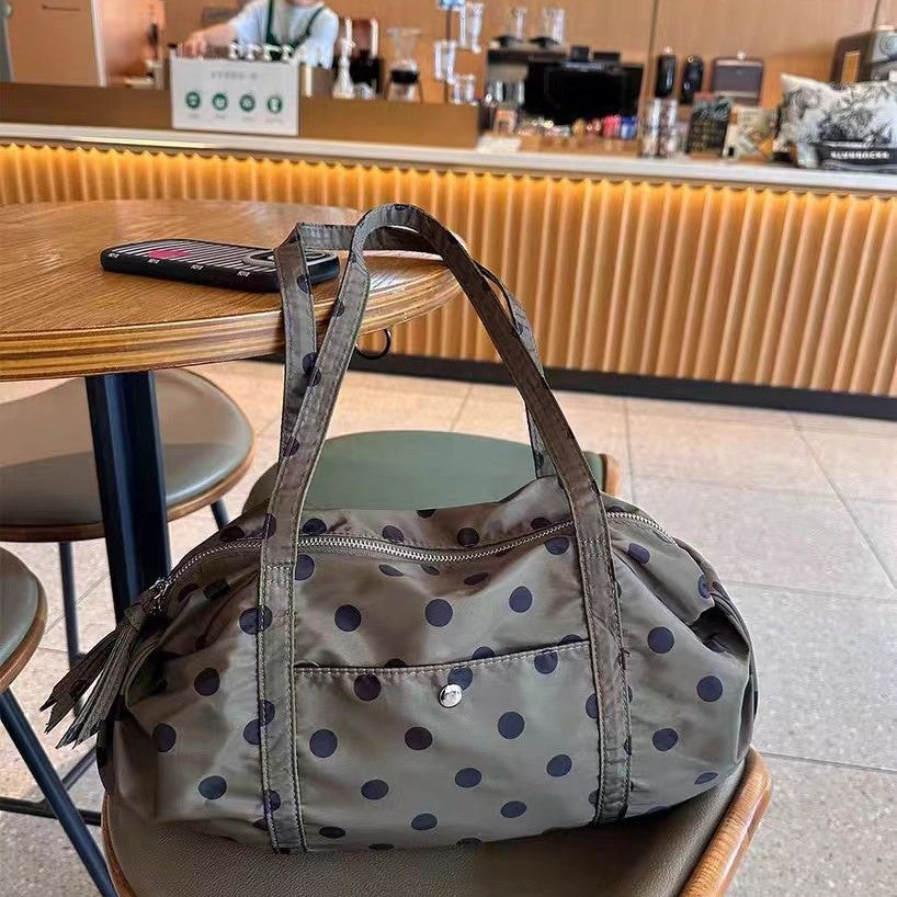Niche-designed Polka-dot, High-capacity Versatile Nylon Shoulder Bag