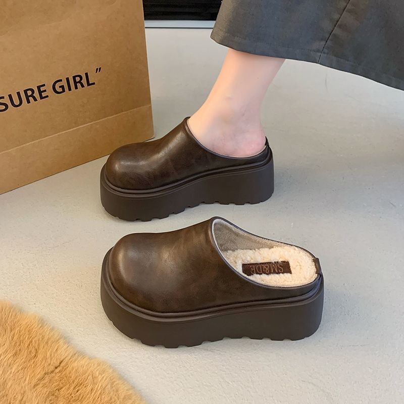Thick Bottom High-grade Retro Muffin Bottom Cotton Slippers Women