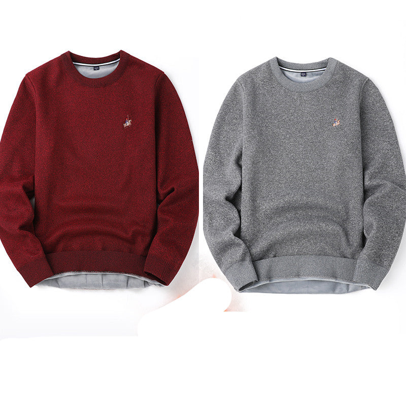 Sweater Mænd Efterår Og Vinter Plus Fløjl Fortykning Base