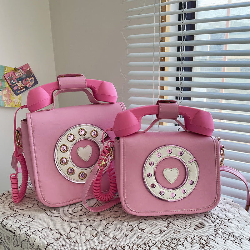 Gradient Color Funny Personality Telephone Crossbody Bag Female