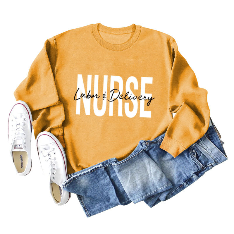 Round Neck Letter Printing Loose Plus Size Long Sleeve Sweater