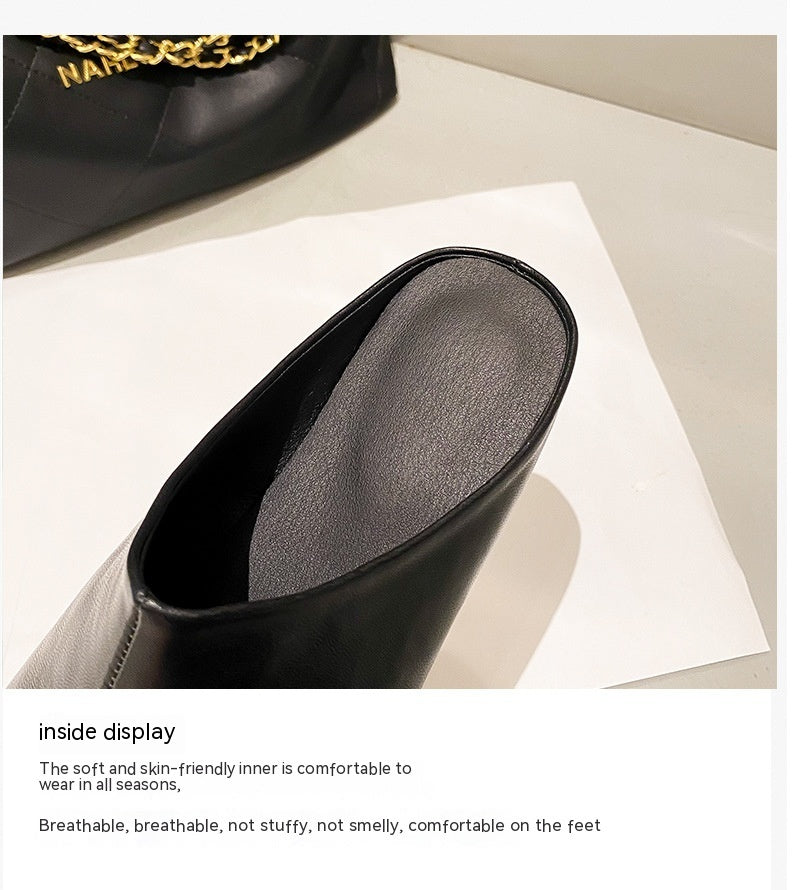 Outer Wear Split Toe Sheepskin Closed Toe Half Slippers