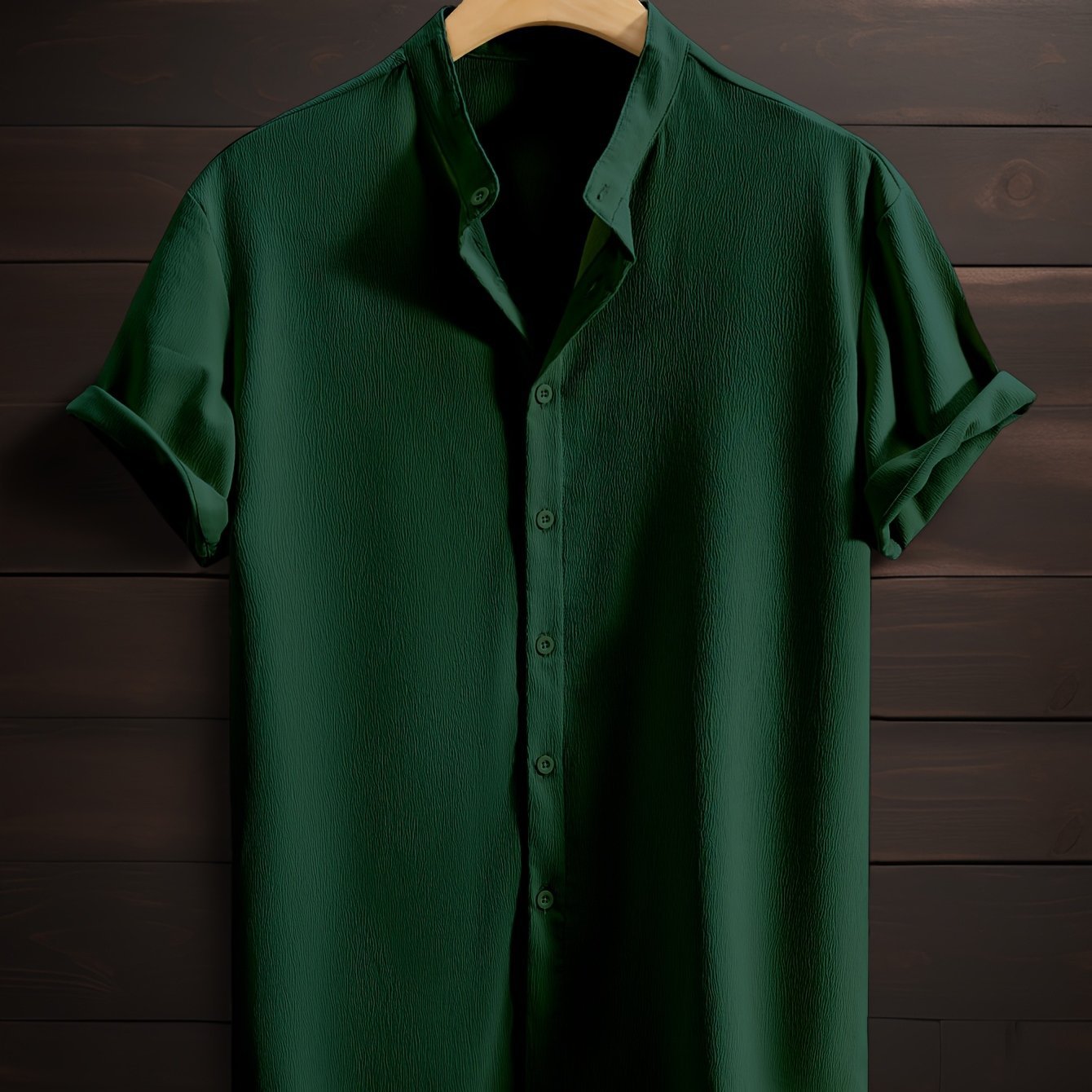 Men's Casual Breathable Polyester Fiber Stand Collar Shirt