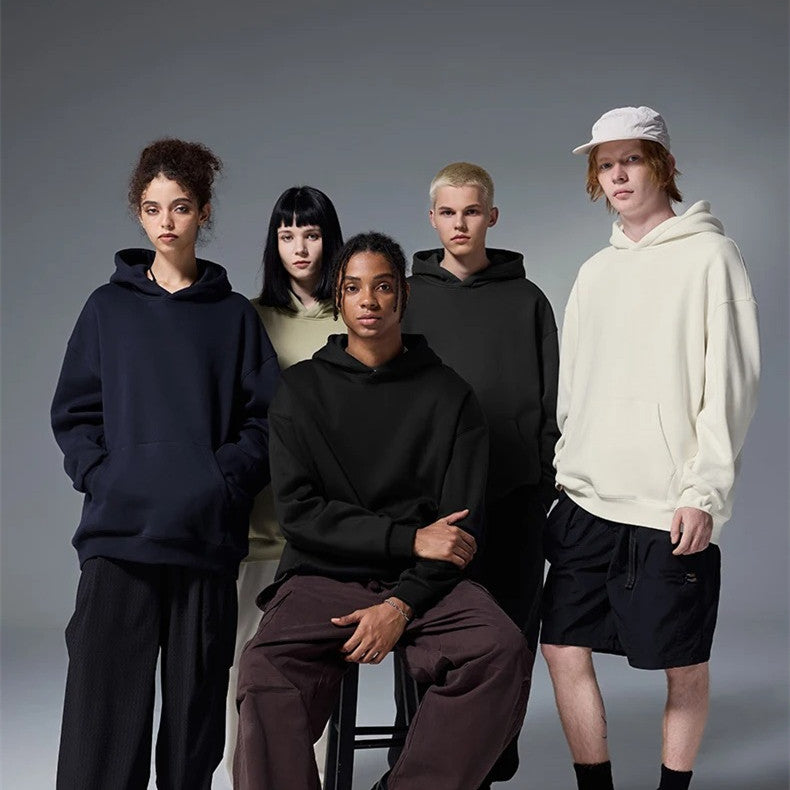 Single-layer Fleece-lined Hooded Sweater Loose Casual Top