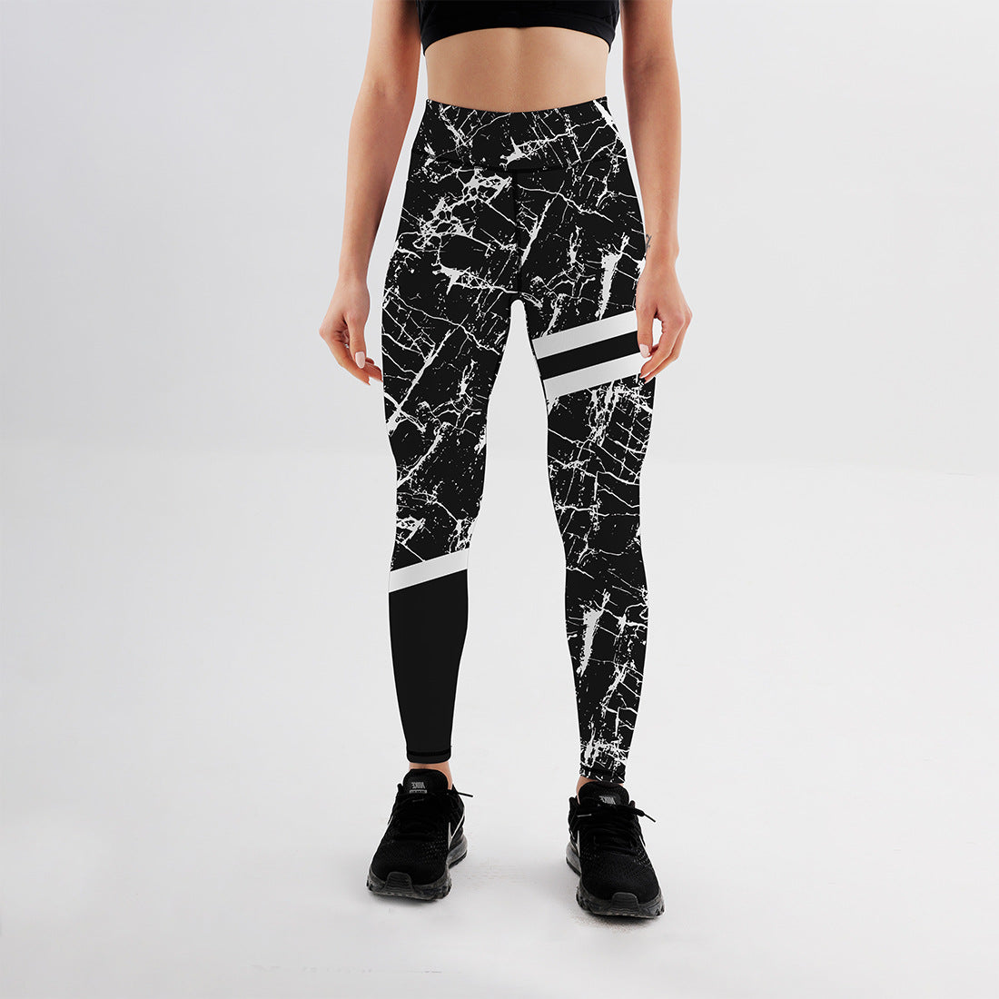 Hot Sale Black And White Marble Print Yoga Leggings