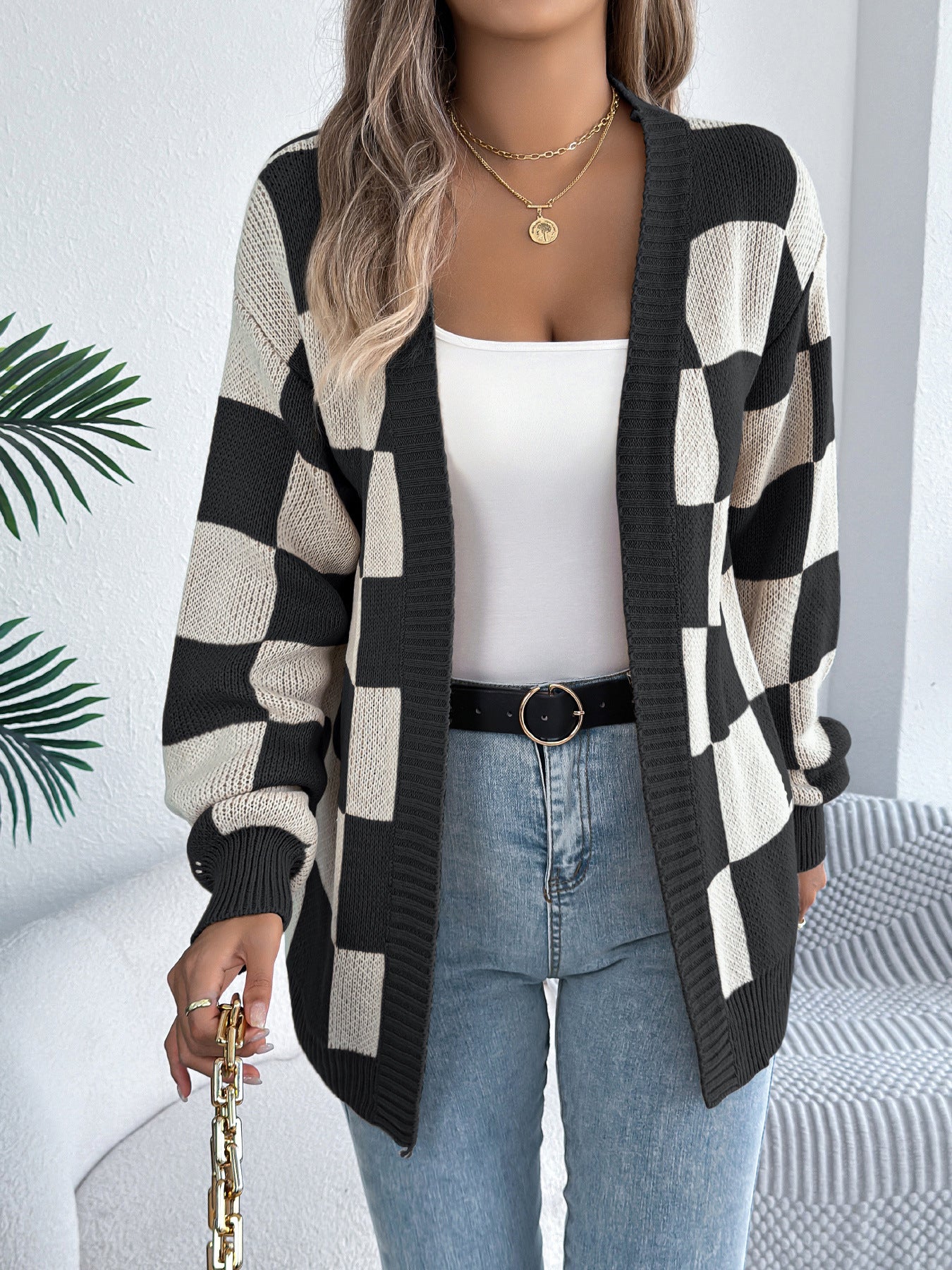 Lantern Sleeve Cardigan Sweater Mid-length Coat