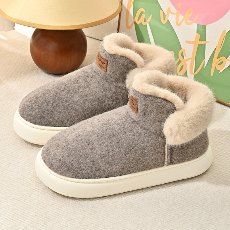 Men And Women Indoor Keep Warm Outerwear Bag Heel Plus Velvet Snow Boots