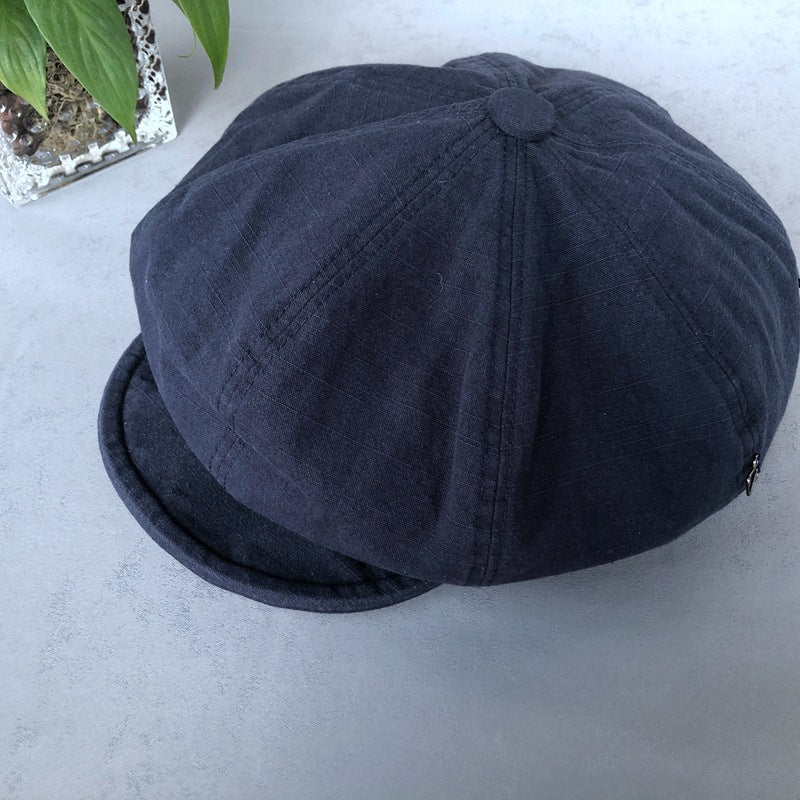 Minimalist Washed Cotton Solid Color Beret Children