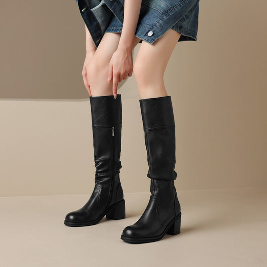 Thick Mid-heel High-top Below The Knee Women's Knight Warm Boots