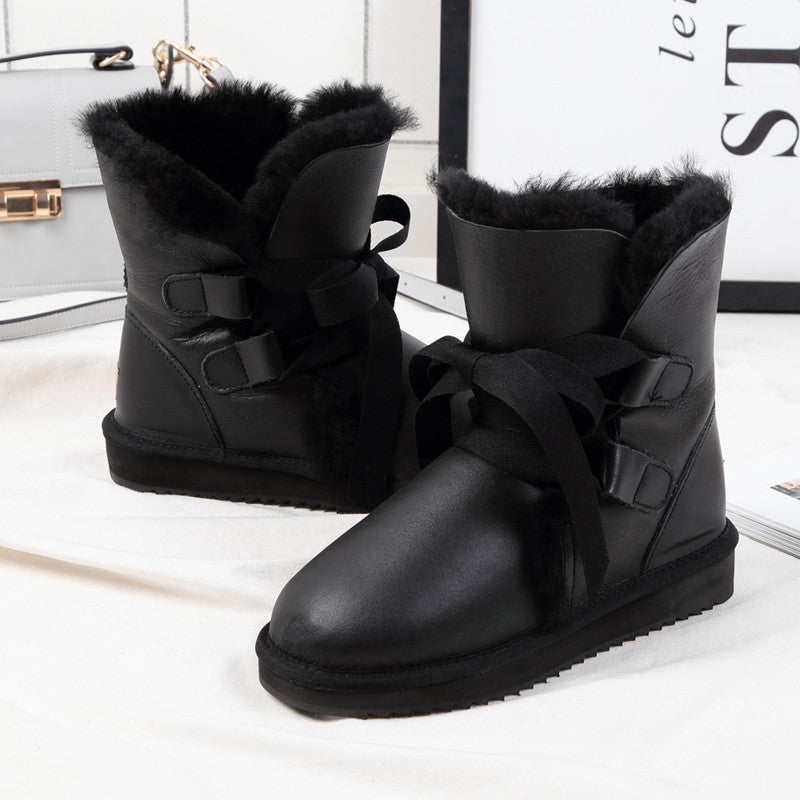 Northeast Winter Bow And Velvet Short Tube Warm Short Boots