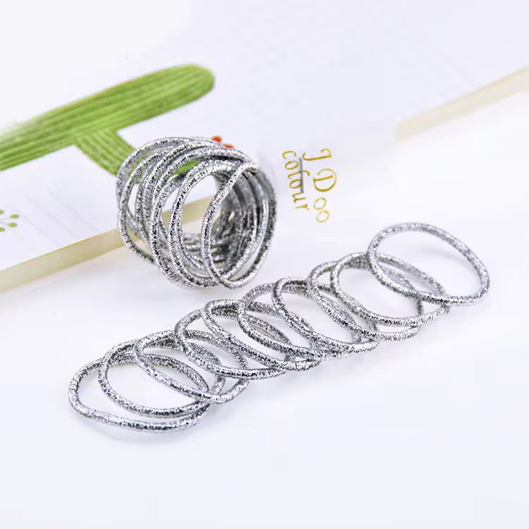 10-pack High Elastic Shiny Children's Thumb Rubber Band Gold Leaf Hair Band Accessories