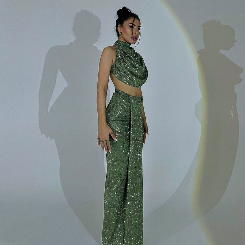 High-waist Sexy Bodycon Long Skirt Hot Girl Fashion Set