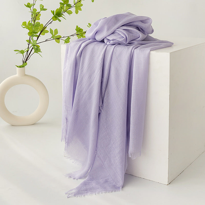 Strict Selection Summer Cotton And Linen Scarf Solid Color Simple Sun Protection