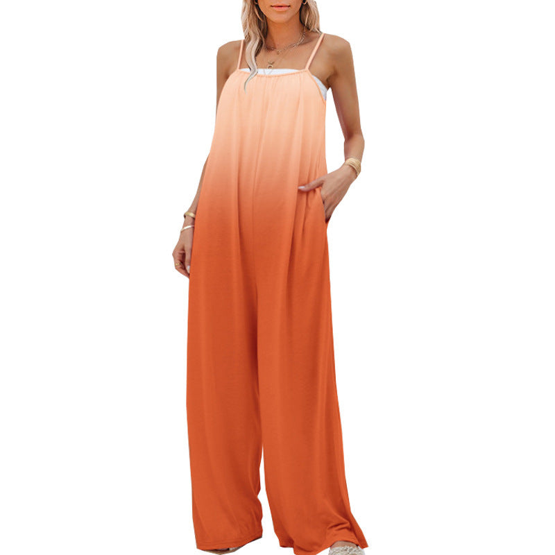 European And American Women's Plus Size Casual Loose Sleeveless High Waist Jumpsuit