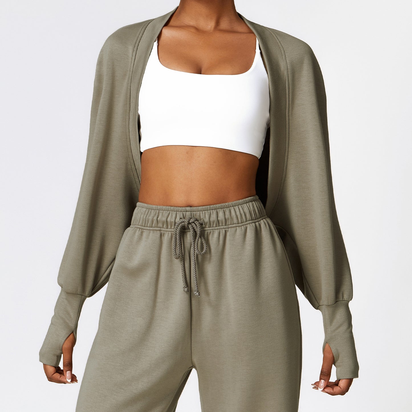 Knitted Cardigan Batwing Sleeve Sports Jacket