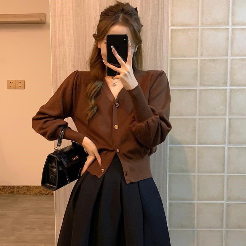 Slim Fit Fitted Waist Sweater Coat Women's Top