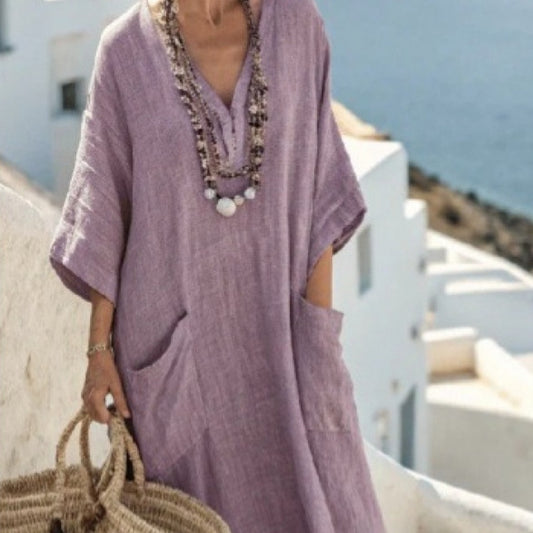 3D Digital Print V-hals Casual Bohemian Resort Lang Kjole