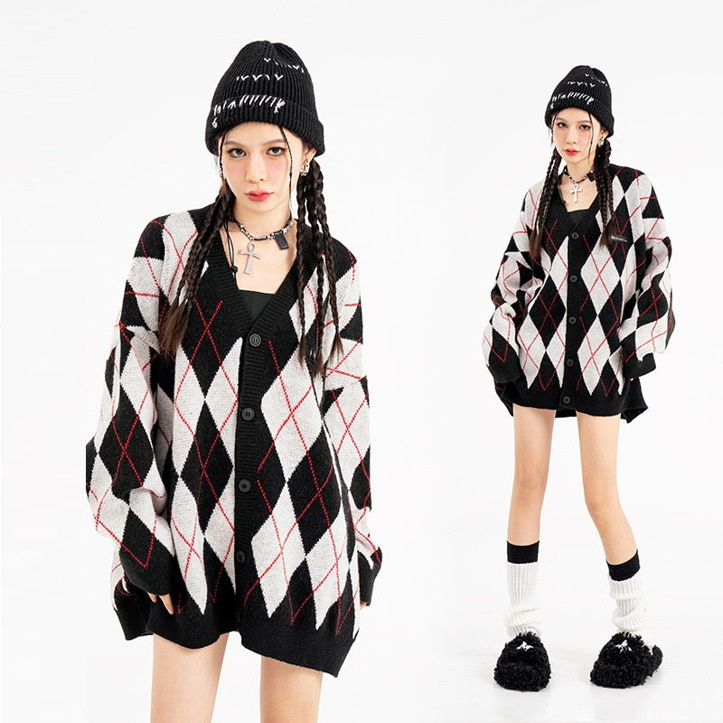 Autumn New Loose V-Neck Slouchy Knit Cardigan Coat