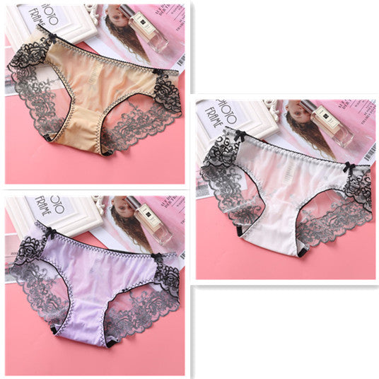 Low-rise Embroidered Lace Panties And Mesh Briefs