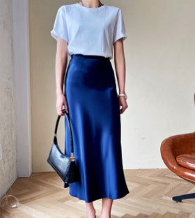 Triacetate Satin High Waist Slimming Skirt Hip-wrapped Fishtail Skirt