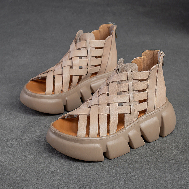 Woven Hollowed Sandals Thick Bottom Breathable