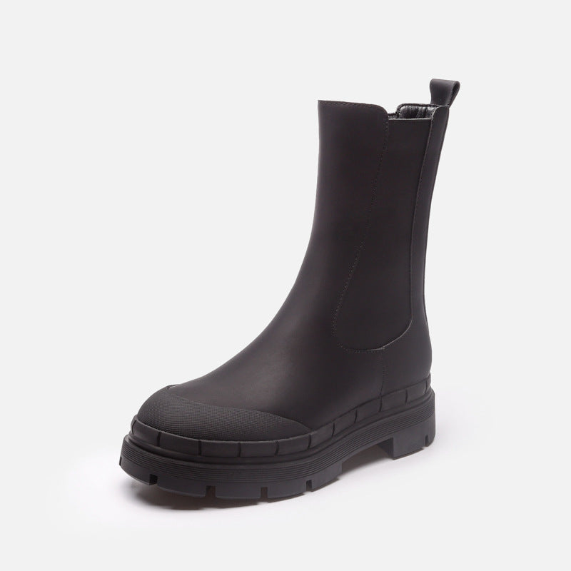 Side Zipper Martin Boots With Thick Soles Are Slim