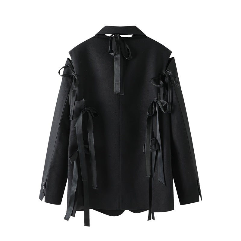 Loose Vintage Lace-Up Blazer Jacket