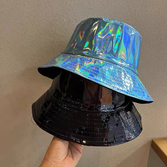 PU Laser Fisherman Hat For Men And Women On The Street