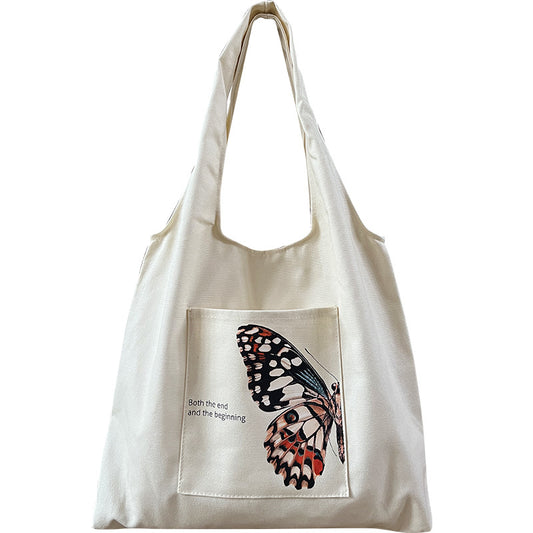 Ins Wind Butterfly Oil Painting One Shoulder Canvas Bag