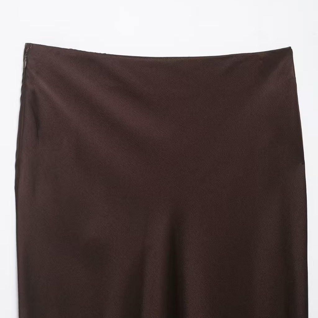Women's  Solid-color Lace-panel Skirt