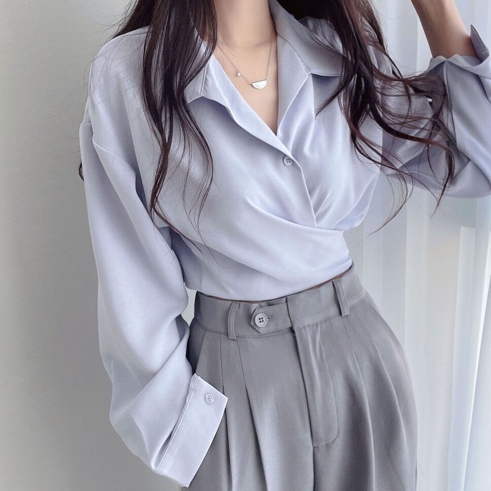 Retro Waist-controlled Slimming Lace-up Single-breasted Short Shirt