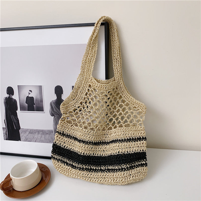 Grass Woven Hollow Bag Single Shoulder Handle