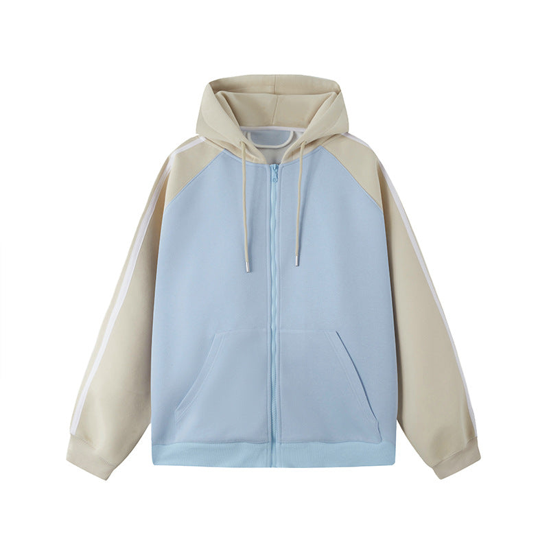 American Retro Hooded Sweater Women's Contrast Color