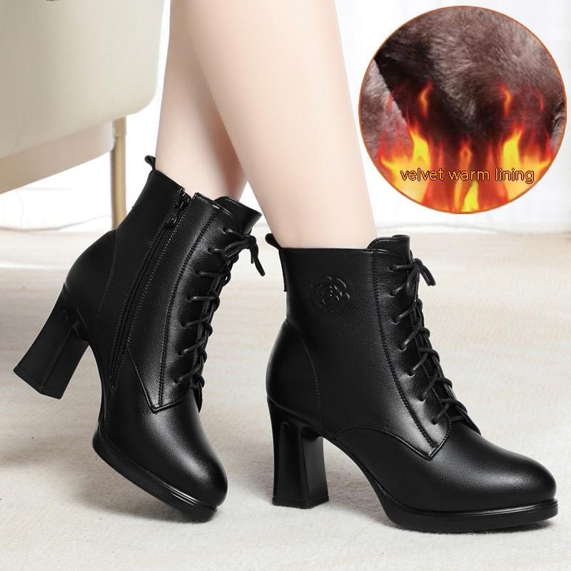 Cotton Shoes Middle Help Plus Velvet High Heel Warm