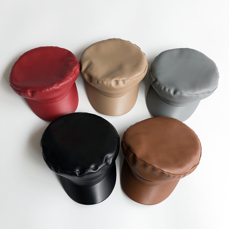 Retro Casual All-match Leather British Octagonal Hat