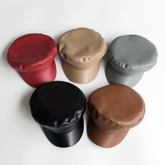 Retro Casual All-match Leather British Octagonal Hat