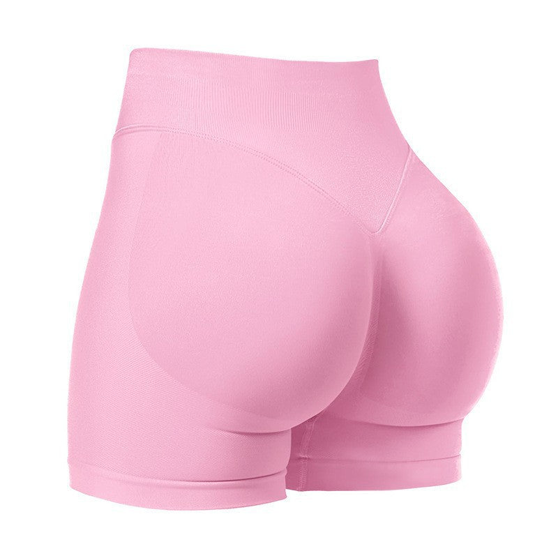 Højtaljede yogashorts Tætsiddende hofte-løftende sømløse hurtigtørrende bukser til sportsfitness