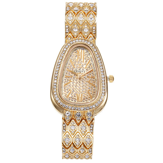 Watch With A Steel Chain Is Studded With Flashing Diamonds