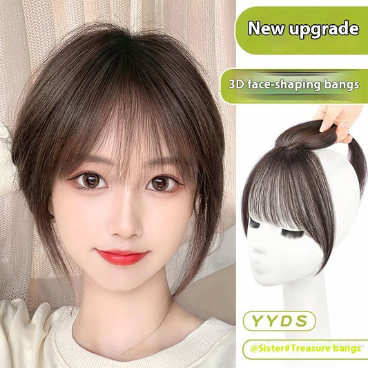 3d French Air Bangs Wig Set Female Head Seamless