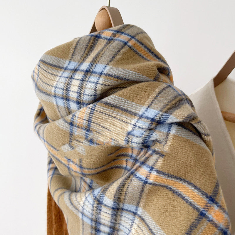 Fashion Faux Cashmere Warm Plaid Scarf Shawl