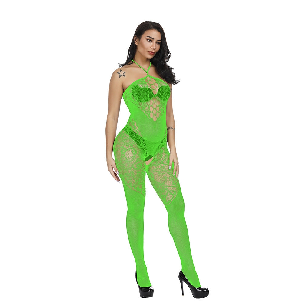 Women's Jacquard Sexy Mesh Camisole Jumpsuit