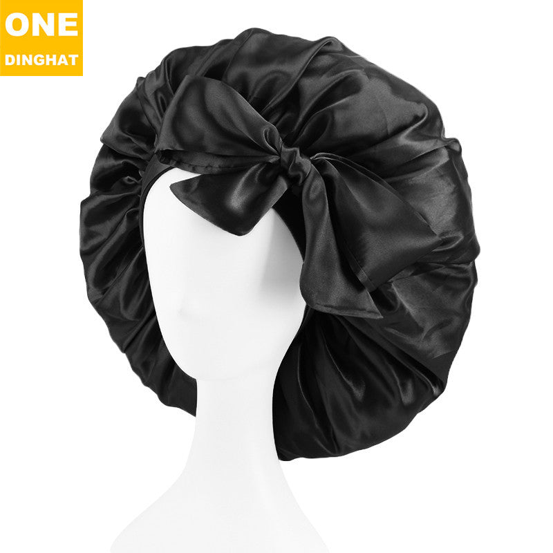 Women's Shower Hair Care Solid Color Lace-up Large Round Hat