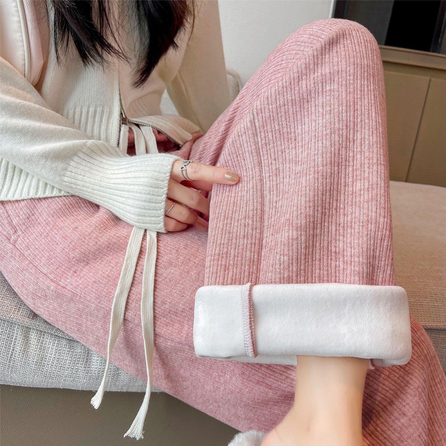 Cashmere Wide-leg Pants Women's High Waist Loose
