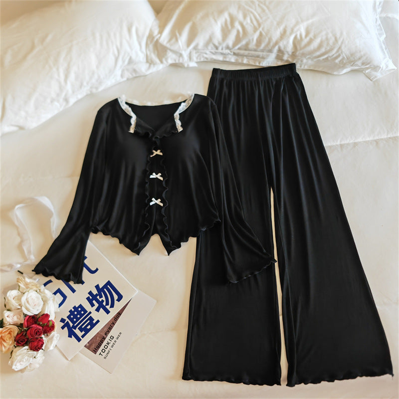 Womens Springautumn Long-sleeve Lightweight Pajama Set