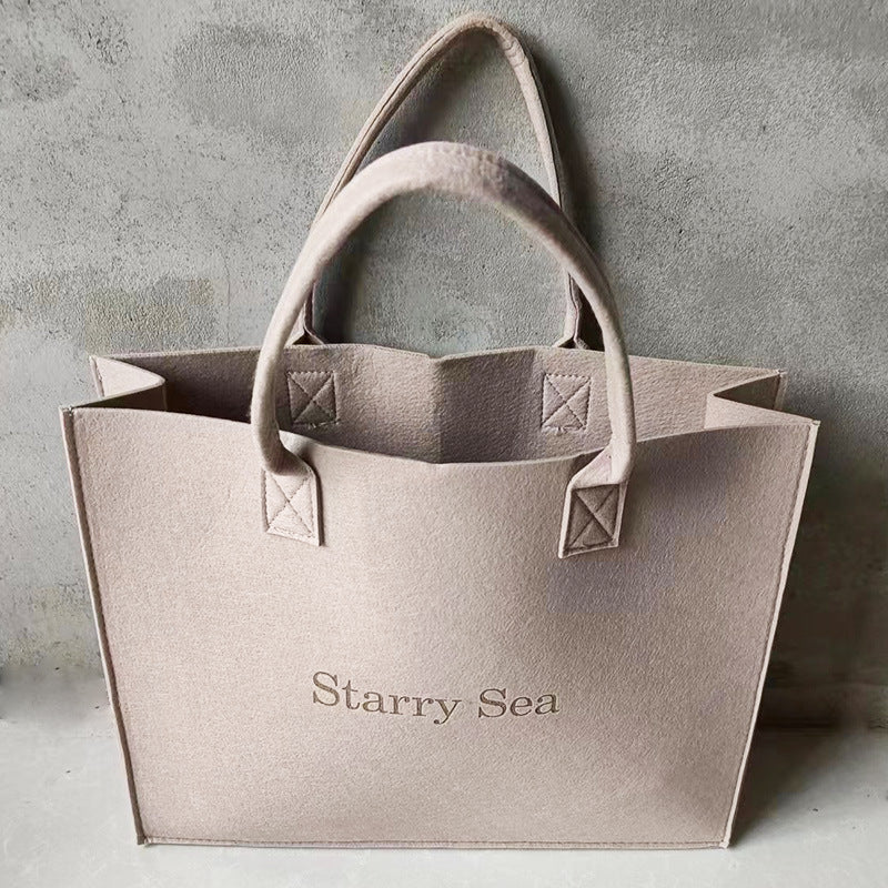 Simple And Versatile Large Capacity One Shoulder Letter Felt Bag