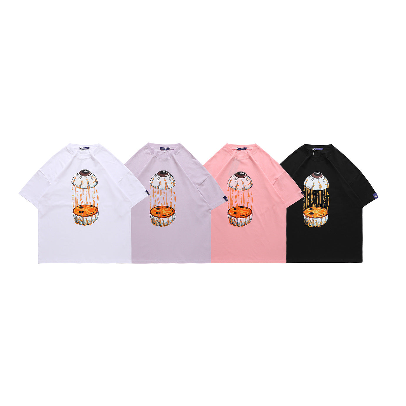Eye Print Oversize Couple Short-sleeved T-shirt Men And Women Can Wear