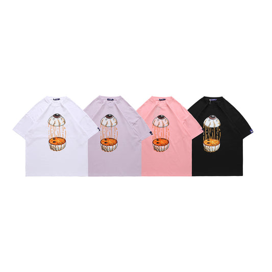 Eye Print Oversize Couple Short-sleeved T-shirt Men And Women Can Wear