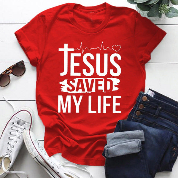 Loose Casual Solid Color Printed Short Sleeve T-shirt