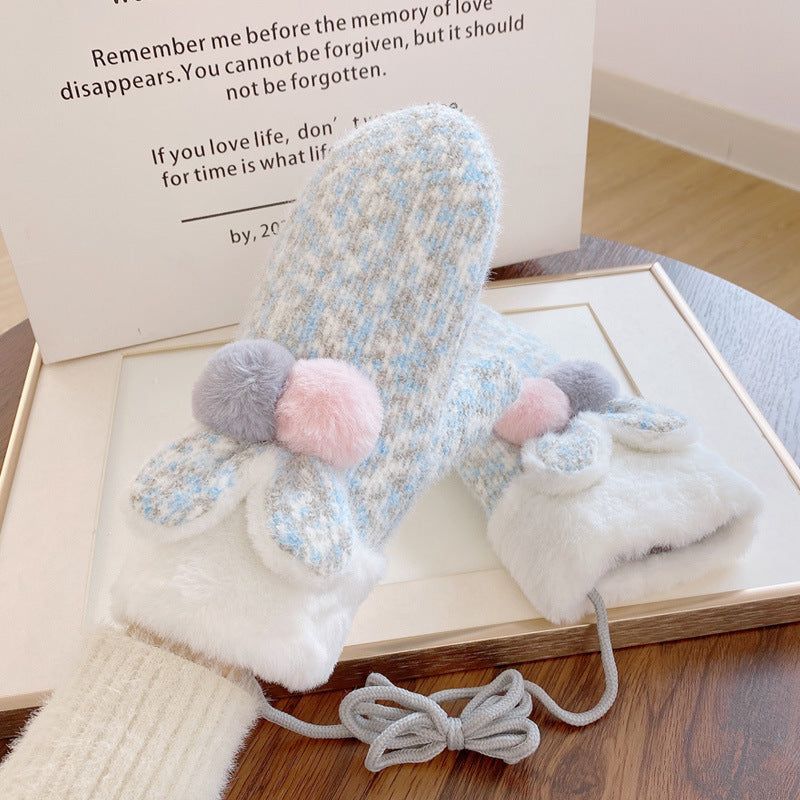 Winter Plush Thickened Knitting Gloves