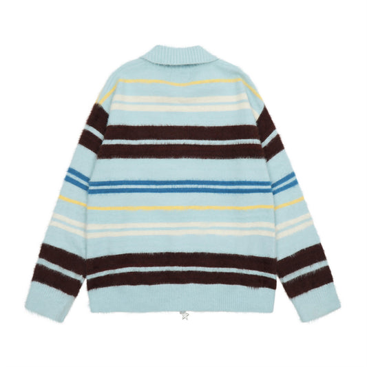 European And American Street Trendy Striped Knitted Cardigan Sweater